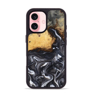 iPhone 16 Wood Phone Case - Kelsie (Black & White, 808405)
