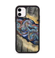 iPhone 11 Wood Phone Case - Calista (Teal & Gold, 808481)