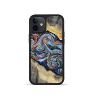 iPhone 12 mini Wood Phone Case - Calista (Teal & Gold, 808481)