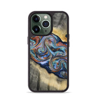 iPhone 13 Pro Wood Phone Case - Calista (Teal & Gold, 808481)