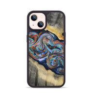 iPhone 14 Wood Phone Case - Calista (Teal & Gold, 808481)