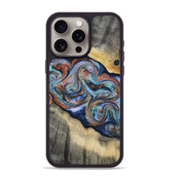 iPhone 15 Pro Max Wood Phone Case - Calista (Teal & Gold, 808481)