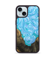 iPhone 15 Wood Phone Case - Nell (Blue, 808497)