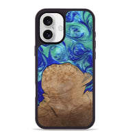 iPhone 16 Plus Wood Phone Case - Mettie (Blue, 808502)