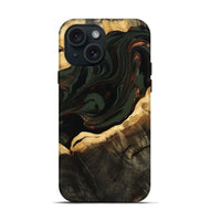 iPhone 15 Wood Live Edge Phone Case - Lessie (Green, 808661)