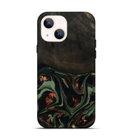 iPhone 14 Wood Live Edge Phone Case - Mollie (Green, 808673)