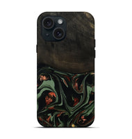 iPhone 15 Wood Live Edge Phone Case - Mollie (Green, 808673)