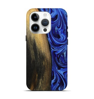 iPhone 15 Pro Wood Live Edge Phone Case - Zachery (Blue, 808675)