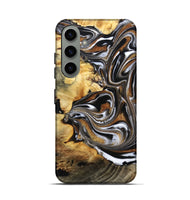 Galaxy S24 Wood Live Edge Phone Case - Brice (Black & White, 808676)