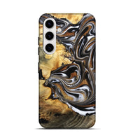 Galaxy S25 Wood Live Edge Phone Case - Brice (Black & White, 808676)