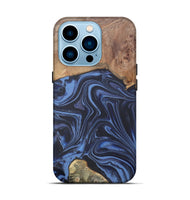 iPhone 14 Pro Wood Live Edge Phone Case - Herbert (Blue, 808678)