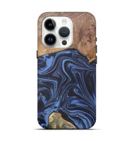iPhone 15 Pro Wood Live Edge Phone Case - Herbert (Blue, 808678)