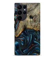 Galaxy S22 Ultra Wood Live Edge Phone Case - Westley (Teal & Gold, 808680)