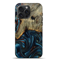 iPhone 16 Pro Max Wood Live Edge Phone Case - Westley (Teal & Gold, 808680)