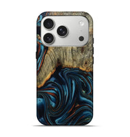 iPhone 17 Pro Wood Live Edge Phone Case - Westley (Teal & Gold, 808680)
