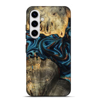 Galaxy S25 Plus Wood Live Edge Phone Case - Azriel (Teal & Gold, 808681)