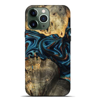 iPhone 13 Pro Max Wood Live Edge Phone Case - Azriel (Teal & Gold, 808681)
