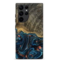 Galaxy S22 Ultra Wood Live Edge Phone Case - Don (Teal & Gold, 808682)