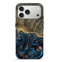 iPhone 17 Pro Max Wood Live Edge Phone Case - Don (Teal & Gold, 808682)