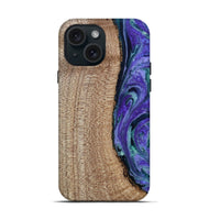 iPhone 15 Wood Live Edge Phone Case - Tess (Purple, 808690)