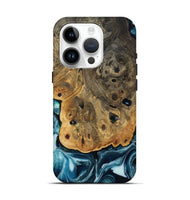 iPhone 15 Pro Wood Live Edge Phone Case - Aaron (Blue, 808699)