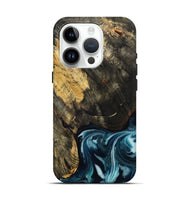 iPhone 15 Pro Wood Live Edge Phone Case - Raven (Blue, 808706)