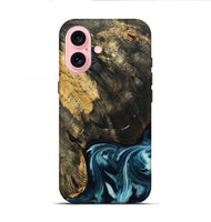 iPhone 16 Wood Live Edge Phone Case - Raven (Blue, 808706)