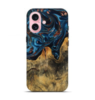 iPhone 17 Wood Live Edge Phone Case - Manila (Teal & Gold, 808712)