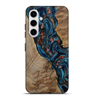 Galaxy S25 Plus Wood Live Edge Phone Case - Kyler (Teal & Gold, 808715)