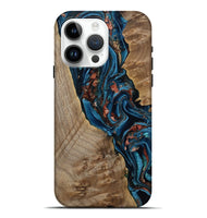 iPhone 15 Pro Max Wood Live Edge Phone Case - Kyler (Teal & Gold, 808715)