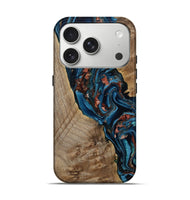 iPhone 17 Pro Wood Live Edge Phone Case - Kyler (Teal & Gold, 808715)