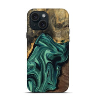 iPhone 15 Wood Live Edge Phone Case - Jeff (Green, 808719)
