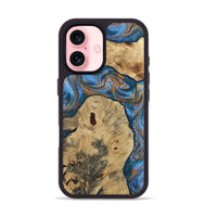 iPhone 16 Wood Phone Case - Vernon (Teal & Gold, 808817)