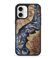 iPhone 16 Plus Wood Phone Case - Kellie (Teal & Gold, 808850)