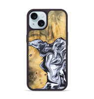 iPhone 15 Wood Phone Case - Nallely (Black & White, 808914)