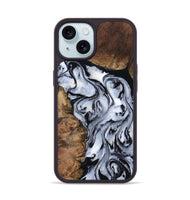 iPhone 15 Wood Phone Case - Aries (Black & White, 808915)