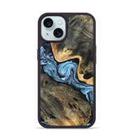iPhone 15 Wood Phone Case - Neil (Blue, 808917)