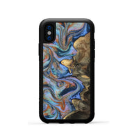 iPhone Xs Wood Phone Case - Dejah (Teal & Gold, 808927)