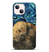 iPhone 14 Plus Wood Live Edge Phone Case - Rowen (Blue, 809003)