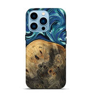 iPhone 14 Pro Wood Live Edge Phone Case - Rowen (Blue, 809003)