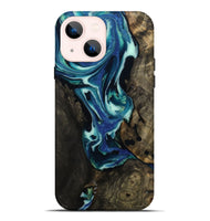 iPhone 14 Plus Wood Live Edge Phone Case - Rosetta (Blue, 809009)