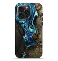 iPhone 16 Pro Max Wood Live Edge Phone Case - Rosetta (Blue, 809009)
