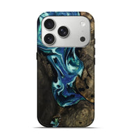 iPhone 17 Pro Wood Live Edge Phone Case - Rosetta (Blue, 809009)