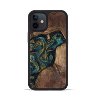 iPhone 12 Wood Phone Case - Alvah (Teal & Gold, 809044)