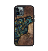 iPhone 12 Pro Wood Phone Case - Alvah (Teal & Gold, 809044)