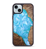 iPhone 15 Plus Wood Phone Case - Baylee (Blue, 809155)