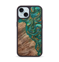 iPhone 15 Wood Phone Case - Katie (Green, 809159)