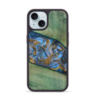 iPhone 15 Wood Phone Case - Carson (Teal & Gold, 809216)