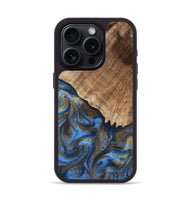 iPhone 15 Pro Wood Phone Case - Tiana (Teal & Gold, 809217)