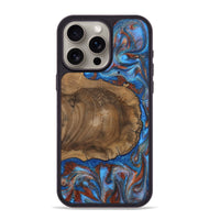 iPhone 15 Pro Max Wood Phone Case - Andre (Teal & Gold, 809218)